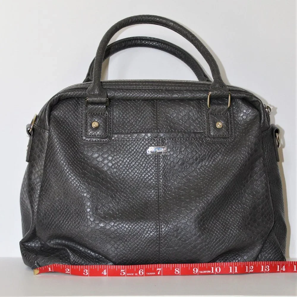 Jewel by Thirty-One NWOT Gray Reptile Embossed PU Satchel - Picture 1 of 10